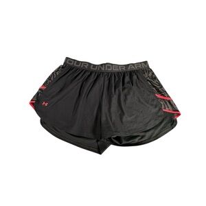 Under Armour Women’s 2X Running Shorts Black Camo Trim Stretch Loose Fit